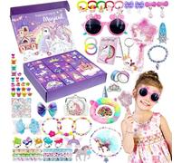 Calendrier de l'Avent licorne Fille 2025, 24 Jours calendrier de Noël à rebours licorne, paquet surprise avec bijoux bijoux de cheveux jouets