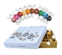 Calendrier de l'Avent LINDOR de LINDT | Assortiment de 50 chocolats blanc, lait, noir - 625 g | 2 bouchées par case pour encore plus de gourmandise à Noël