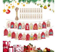 Calendrier de l'Avent - Lot de 24 sachets de compte à rebours rechargeables | Cadeau avec cordon de serrage pour adolescents, adultes, vente au détail, bureau à domicile, école, fêtes, réunions,