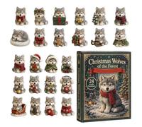 Calendrier de l'Avent Loup de Noël Décorations de Noël 2D plates mignonnes | Calendrier Compte à Rebours Décor de Sapin Loup pour Maison Chambre Magasin Hôtel Église Sapi