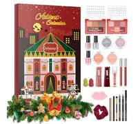 Calendrier de L'avent Maquillage, 24 Jours Calendrier De L'Avent Beauté avec Rouges à Lèvres, Palettes d’Ombres à Paupières, Calendrier Maquillage de Noël pour Femme Filles,Cadeau de Fêtes pour Filles