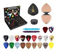 Calendrier de l'Avent Médiator 2025, 20 Médiators Guitare, 2 Médiators Oud et 2 Porte-médiators, Calendrier de Compte à Rebours, Cadeau Noël pour Guitaristes, Bassistes, Joueurs de Ukulélé