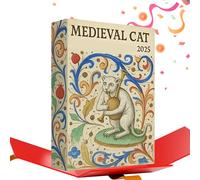 Calendrier de l'Avent médiéval 2025, Ugly Medieval Cats Calendrier de l'Avent 24 jours Thème médiéval Jouet plat pour les amoureux des chats et les amis d'histoire