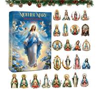 Calendrier de l'Avent Mère Marie 2025, 24 jours de foi, de lumière et de paix, compte à rebours de Noël religieux avec 24 mini décorations de la Vierge Marie, pour la prière quotidienne (1pcs)