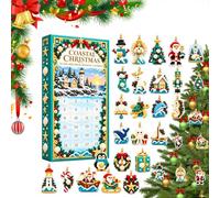 Calendrier De L'Avent Miniature De 24 Jours, Motif Côtier, Avec Suspension | Calendrier De L'Avent En Acrylique 2D, Motif Océan Et Fêtes, Kit De Montage À Faire Soi-même, Pour Sapins Et Couronnes