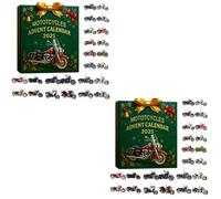 Calendrier de l'Avent Motocycles 2025, 24 jours de compte à rebours pour les cadeaux de Noël, calendrier de l'Avent drôle Har-Ley pour les hommes et les garçons passionnés de motocycles (2 pièces)