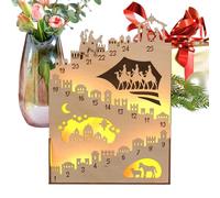 Calendrier de l'Avent Nativité 2025 | 25 Jours Decorations en Bois avec Lumiere,Calendrier De L'Avent De Noël - pour Fete de Vacances d Hiver Interieur Maison Bureau Chambre Dortoir