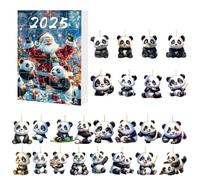 Calendrier de l'Avent Noël 2025 | 24 Jours avec Charmes Panda 2D Calendrier Avent 2025 | Décorations Festives Pendaison pour Porte Fenêtre Intérieur Extérieur | Fête de Vacances