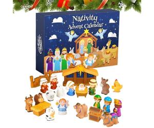Calendrier de l'Avent Noël 2025 de l'Avent Nativité 25 jours | Histoire de Jésus Décorations de Noël Compte à rebours pour enfants, chambre à coucher, salon, salle de lise