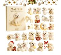 Calendrier de l'Avent Noël 2025 - Pendentif en acrylique 24 jours avec motif chien | Ornement décoratif de compte à rebours pour mur, fenêtre, arbre de Noël, fête, voiture, sac à main, intérieur, cham