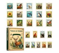 Calendrier De L'Avent Noël 2026 24 Jours Acrylique 2D Nature Faune | Collection Timbres Fêtes de Fin d'Année Pour Randonneurs Voyageurs Maison Salon Chambre Arbre Fenêtre Mur Sac à Dos