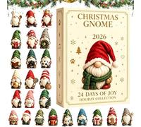Calendrier De L'Avent Noël 2026 Nain Figurine Mignonne Collector 2D | Compte à rebours festif avec gnome scandinave pour décorer maison et créer ambiance chaleureuse Noël 24 jours