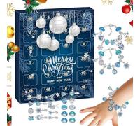 Calendrier de l'Avent Noël 24 Jours Bijoux Bleu DIY Décoration | Kit de Fabrication Bracelet Calendrier Compte à Rebours Pour Célébrations Fêtes Soirées de Fin d'Année