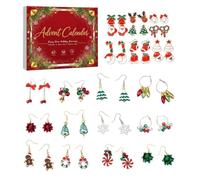 Calendrier de l'Avent Noël 24 Jours Boucles d'Oreilles Pendantes Mignonnes | Bijoux Calendrier Compte à Rebours Festif Pour Femmes Filles Célébration Port