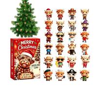 Calendrier de l'Avent Noël 24 Jours Décoration Festive Vache Mignonne | Figurine Calendrier Avent Noël Pour Fêtes Soirées Table Basse Placard Bibliothèque Rebord