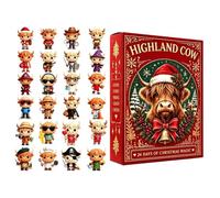 Calendrier de l'Avent Noël 24 Jours Décoration Festive Vache Mignonne | Lot Figurines Compte à Rebours Noël pour Table Basse Placard Étagère Cheminée Rebord
