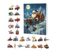 Calendrier de l'Avent Noël, 24 Jours Décorations de Sapin Advent, Décoration Véhicule Acrylique 2D pour Événement Sac à Dos Maison Fête