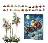 Calendrier de l'Avent Noël, 24 Jours Décorations de Sapin Advent, Décoration Véhicule Acrylique 2D pour Événement Sac à Dos Maison Fête