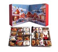 Calendrier de l'Avent Noël,24 Jours Peluche Compte à Rebours Calendrier - Décoration Poupon Doux pour Arbre de Fête Collection Jeu - Célébration Saisonnière