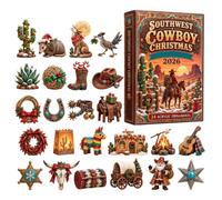 Calendrier de l'Avent Noël Bricolages Compte À Rebours En Acrylique Plat | 24 Pièces Ornements Thème Cowboy Pour Sapin Mur Porte Maison Breloque De Sac Salon Fête Salle De ow-boy de Noël