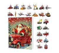 Calendrier de l'Avent Noël - Compte à Rebours 24 Jours avec Ornements Sapin,Décoration Véhicule Acrylique 2D pour Événement Sac à Dos Maison Fête