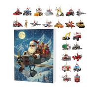 Calendrier de l'Avent Noël | Compte à Rebours 24 Jours avec Ornements Sapin - Décorations Cartoon 2D en Acrylique pour Adultes Sac à Dos Voiture Événement Fête
