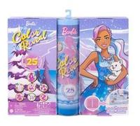Calendrier de l'Avent Noel Pour Barbie Color Reveal : 1 poupee mannequin, 3 animaux, tenues, accessoires - Set