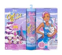 Calendrier de l'avent Noel pour Barbie Color Reveal 1 Poupee Mannequin 3 Animaux Tenues, Accessoires - Set 25 Surprises + Carte Tigre