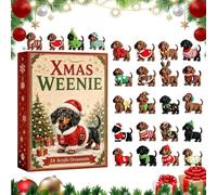 Calendrier de l'Avent Noël Teckel 2026 - Figurines Pop-Up 3D | Matériau en PVC comprenant 24 Figurines de de teckel à collectionner, pour les comptes à rebours des vacances, les re