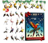 Calendrier De L'Avent Oiseau De Noël 2025, Calendrier De Compte À Rebours De Noël 24 Jours Avec 24 Pendentif Oiseau En Acrylique 2D, Pour Amoureux Et Propriétaires D'oiseaux