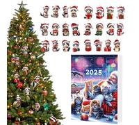 Calendrier De L'Avent - Ornement En Acrylique 2D Avec Un Thème De Chat - 24 Jours De Compte À Rebours Noël,Pour L'Hiver, Le Nouvel An, L'Arbre De Noël, Le Sac À Dos, Le Sac Et Les Garnitures De