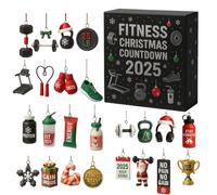 Calendrier De L'Avent - Ornement En Acrylique 2D,Ornements De Noël Pour Équipement De Fitness Sur 24 Jours,Pour Célébration De Fêtes D Hiver Salle De Sport Vitre De Voiture