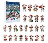 Calendrier de l'Avent Ornements | 24 Jours Pendentif Vache Compte à Rebours Noël | Suspensions acrylique 2D pour Membres Communauté Enseignants Renforcement Familial | Événements Scolaires Ados