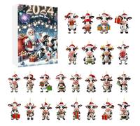 Calendrier de l'Avent Ornements | 24 Jours Pendentif Vache Compte à Rebours Noël | Suspensions acrylique 2D pour Membres Communauté Enseignants Renforcement Familial | Événements Scolaires Ados