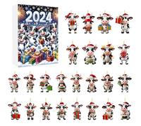 Calendrier de l'Avent Ornements | Calendrier de l'Avent 24 Jours avec Ornements Vache pour Noël | Pendentifs en Acrylique 2D pour Animateurs | Organisateur de Fêtes à Domicile Renforcement Familial