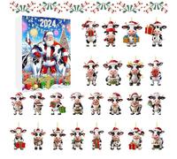 Calendrier de l'Avent Ornements | Calendrier de l'Avent 24 Jours avec Ornements Vache pour Noël | Pendentifs en Acrylique 2D pour Animateurs | Organisateur de Fêtes à Domicile Renforcement Familial