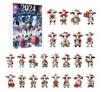 Calendrier de l'Avent Ornements | Calendrier de l'Avent 24 Jours avec Ornements Vache pour Noël | Pendentifs en Acrylique 2D pour Animateurs | Organisateur de Fêtes à Domicile Renforcement Familial