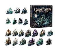 Calendrier de l'Avent Ornements Déco Acrylique 2D à Collectionner | Calendrier à rebours avec bateaux pirates acrylique pour Élèves Garçons Fête Halloween Arbre Mural