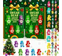 Calendrier de l'Avent Ours Jurons 2025-24 jours de joie festive | Compte à rebours hilarant pour adultes avec des oursons sarcastiques | Idéal pour les farces entre amis (2Pcs)