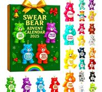 Calendrier de l'Avent Ours Jurons 2025-24 jours de joie festive | Compte à rebours hilarant pour adultes avec des oursons sarcastiques | Idéal pour les farces entre amis (1Pc)