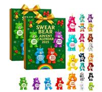 Calendrier de l'Avent Ours Jurons 2025, Calendrier de Noël amusant pour adultes avec 24 oursons espiègles, Décorations de Noël hilarantes et Cadeau amusant pour les amis qui aiment l'humour. (2Pcs)