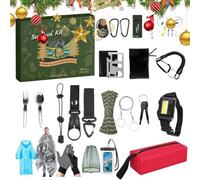 Calendrier de l'Avent Outils de Survie Noël Calendrier Compte à Rebours 24 | Kit Outils Survie Randonnée Pour Hommes Papa Camping Rando Sac à Dos Pêche Chasse Aventure Plein