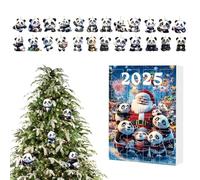 Calendrier de l'Avent Panda 24 jours - Calendrier de compte à rebours de 24 jours - Pendentif panda - Jolie décoration plate en acrylique 2D pour voiture, miroir intérieur, sapin de Noël, porte