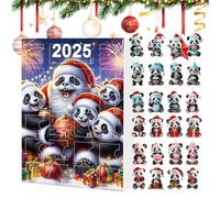 Calendrier de l'Avent - Panda 2D - Décoration de Noël - 24 pièces - Compte à rebours - Pendentif pour sac à dos de voiture - Miroir intérieur festif - Poignée de porte - Arbre de cheminée