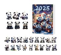 Calendrier de l'Avent Panda de Noël - Calendrier de compte à rebours 24 jours en acrylique 2D pour sapin de Noël, fenêtre, mur, porte, voiture, sac à dos, décoration