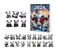 Calendrier de l'Avent Panda Noël - Ensemble de décorations d'animaux 2D en acrylique pour compte à rebours - Décorations saisonnières pour sapin de Noël - L'acrylique intérieur est pour la durée et