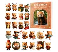 Calendrier De L'Avent Pandas r-oux 2025, 24 Jours Calendrier Noël Acrylique Décorations Panda Rouxs, Décorations De noëls Pour La Maison, Sapin, Rétroviseur De Voiture