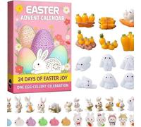 Calendrier de l'Avent Pâques 2026 - Lot de 24 mini figurines de lapins de Pâques, décorations de bureau mignonnes pour enfants, petits cadeaux pour les paniers de Pâques (#B)