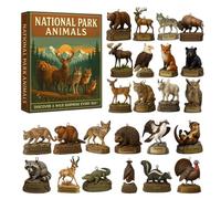 Calendrier de l'Avent Parcs Nationaux - 24 Pendentifs Acrylique 2D Animaux Décorations de Noël | pour Bureaux, Maison, Voiture, Chambre, Salle, École, Dortoir, Appartement, Vacances