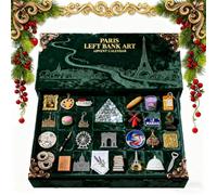 Calendrier de l'Avent Paris Rive Gauche 2025 - Avec 24 monuments et mets parisiens miniatures, expérience artistique immersive de Noël, calendrier compte à rebours des fêtes, coffret cadeau exquis